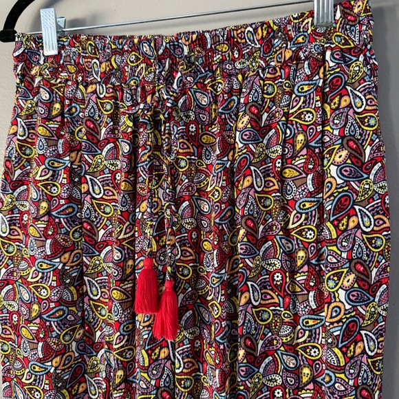 BODEN CRINKLE TAPERED TROUSERS TASSEL DRAWSTRING PAISLEY PRINT US 10 - Picture 4 of 12